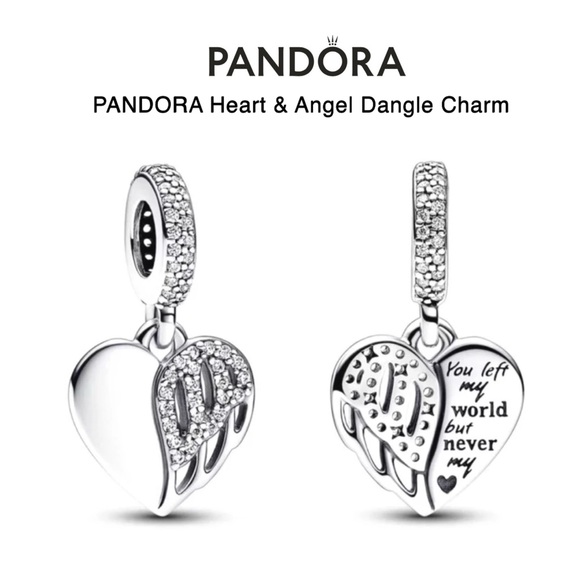 PANDORA Heart & Angel Dangle Charm w/box - Picture 1 of 9